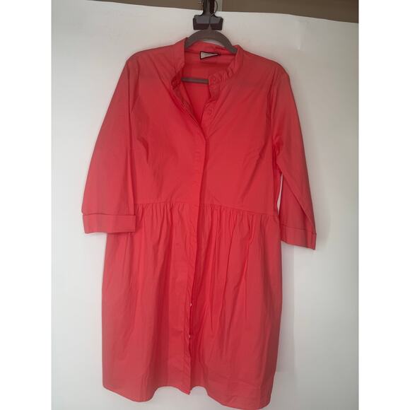 Tuckernuck Women's Poppy Pink Cotton Poplin Royal Shirt Dress Mini XL - Picture 2 of 8